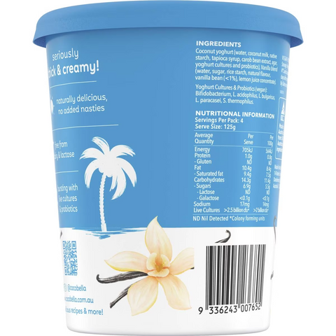 Cocobella Dairy Free Coconut Yoghurt Vanilla 500g