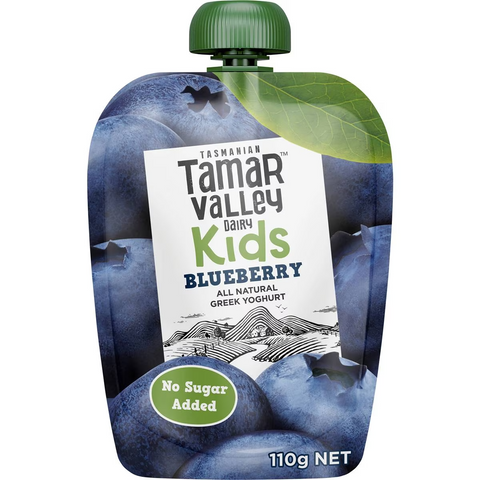 Tamar Valley Dairy Kids Greek Yoghurt Pouch Blueberry 110g