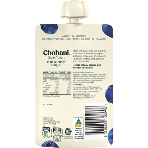 Chobani Blueberry Greek Yogurt Pouch 140g