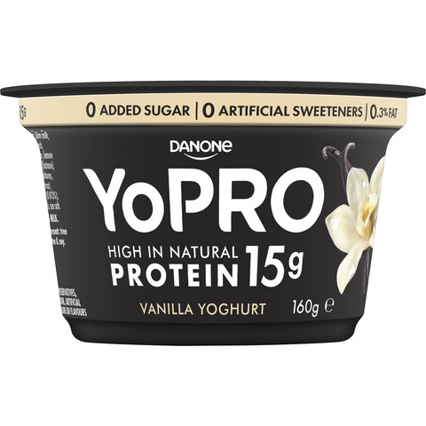 Yopro Danone High Protein Yoghurt No Added Sugar Vanilla 160g