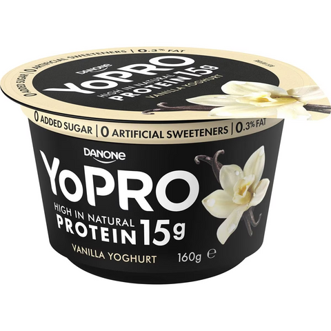 Yopro Danone High Protein Yoghurt No Added Sugar Vanilla 160g