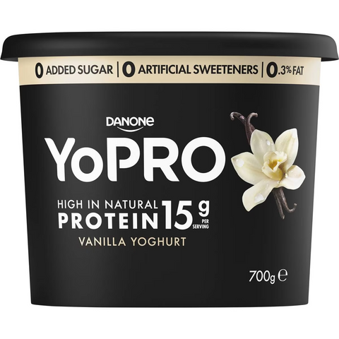 Yopro Danone High Protein Yoghurt No Added Sugar Vanilla 700g