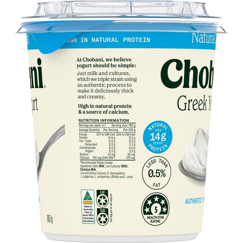 Chobani Greek Yogurt Natural Light Plain 907g