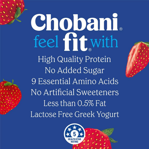 Chobani Fit Strawberry High Protein Greek Yogurt Pouch 140g