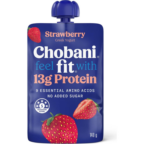 Chobani Fit Strawberry High Protein Greek Yogurt Pouch 140g