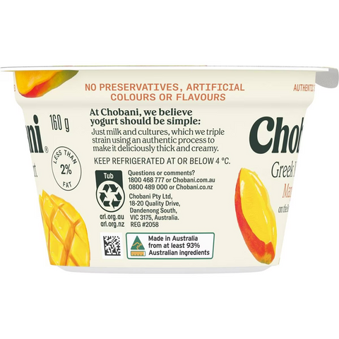 Chobani Greek Yogurt Mango 160g