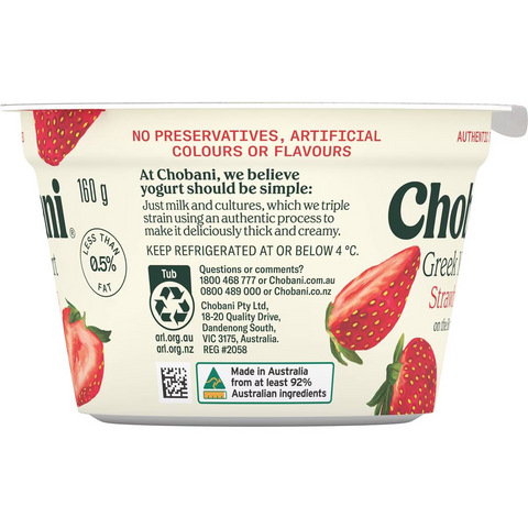 Chobani Greek Yogurt Strawberry 160g