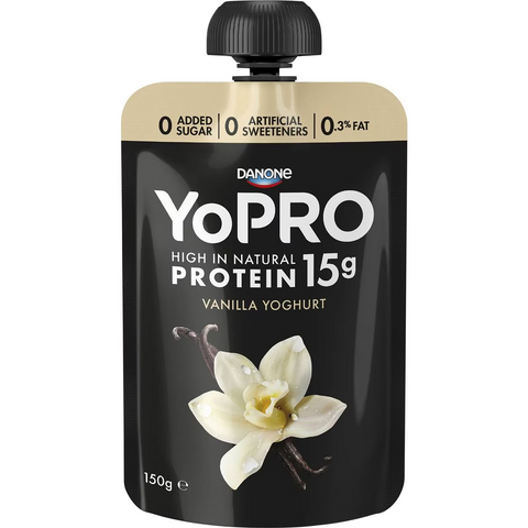 Yopro High Protein Yoghurt Pouch No Added Sugar Vanilla 150g