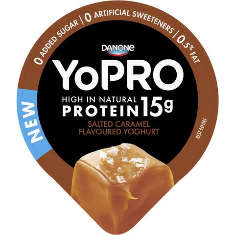 Yopro Danone High Protein Yoghurt No Added Sugar Salted Caramel 160g