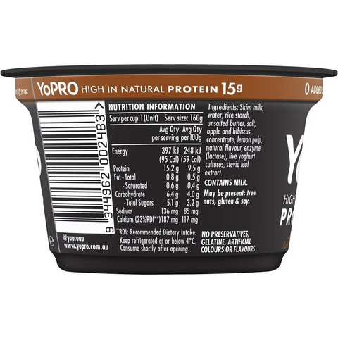 Yopro Danone High Protein Yoghurt No Added Sugar Salted Caramel 160g