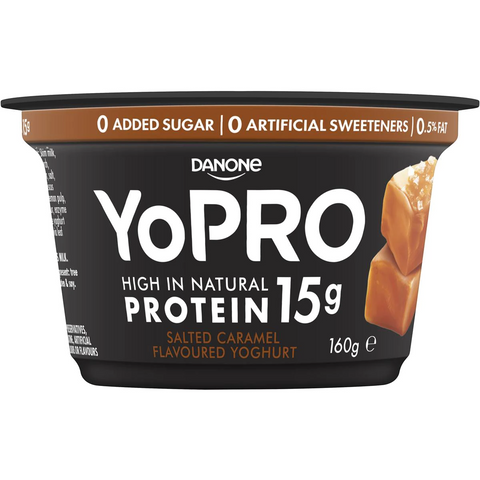 Yopro Danone High Protein Yoghurt No Added Sugar Salted Caramel 160g