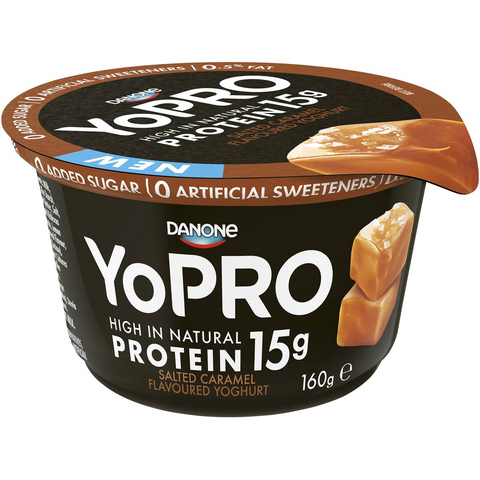 Yopro Danone High Protein Yoghurt No Added Sugar Salted Caramel 160g