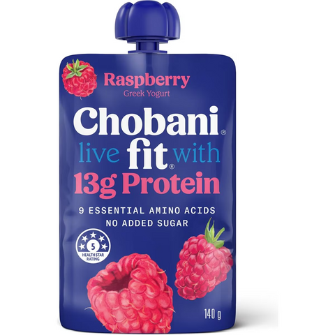 Chobani Fit Raspberry High Protein Greek Yogurt Pouch 140g