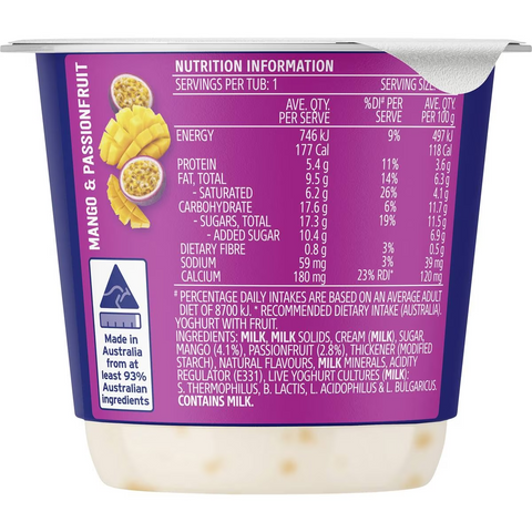 Dairy Farmers Thick & Creamy Mango & Passionfruit Yoghurt 150g