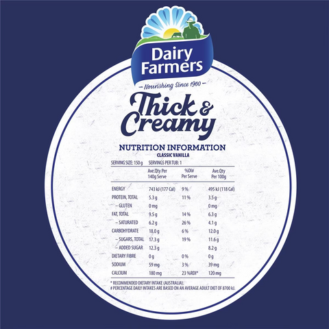 Dairy Farmers Thick & Creamy Classic Vanilla Yoghurt 150g