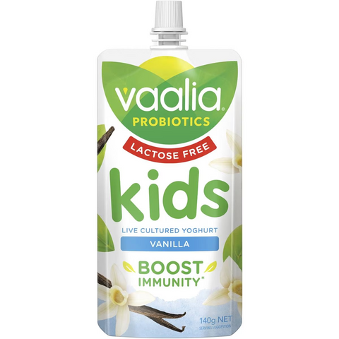 Vaalia Kids Probiotic Yoghurt Pouch Lactose Free Vanilla 140g