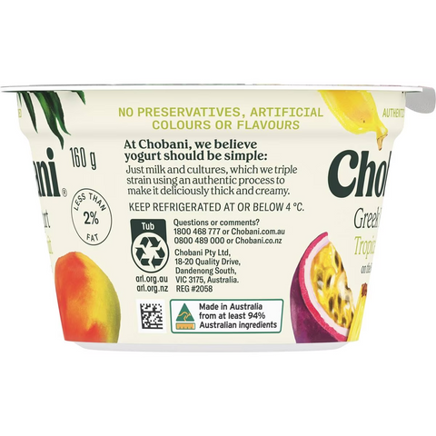 Chobani Greek Yogurt Tropical Fruit 160g