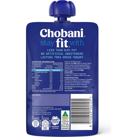 Chobani Fit Vanilla Greek Yoghurt Pouch 140g