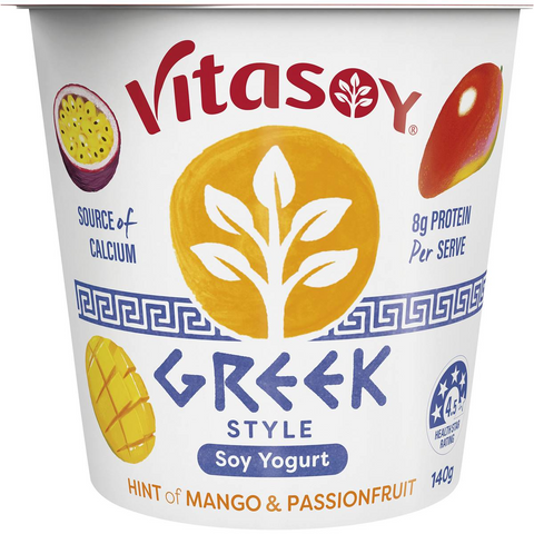 Vitasoy Greek Style Soy Yogurt Hint Of Mango & Passionfruit 140g