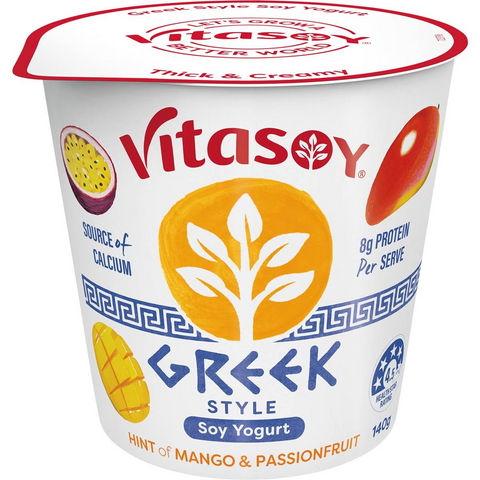 Vitasoy Greek Style Soy Yogurt Hint Of Mango & Passionfruit 140g