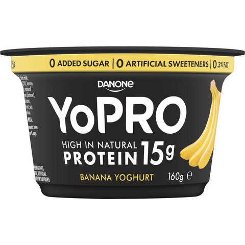 Yopro Danone High Protein Yoghurt No Added Sugar Banana 160g