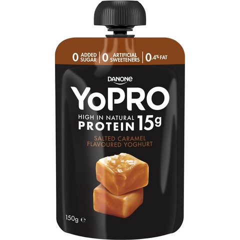 Yopro High Protein Yoghurt Pouch No Added Sugar Salted Caramel 150g