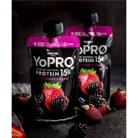 Yopro High Protein Yoghurt Pouch No Added Sugar Mixed Berries 150g