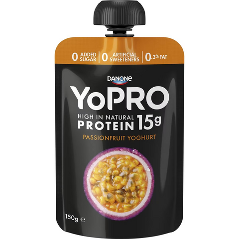 Yopro High Protein Yoghurt Pouch No Added Sugar Passionfruit 150g