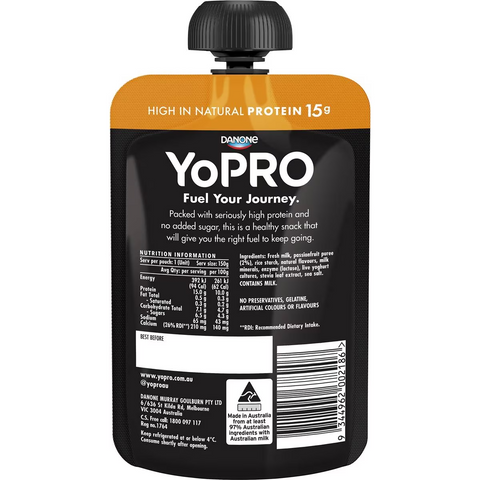 Yopro High Protein Yoghurt Pouch No Added Sugar Passionfruit 150g