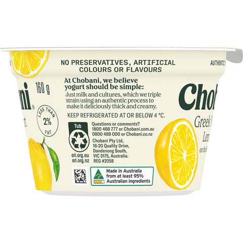 Chobani Greek Yogurt Lemon 160g