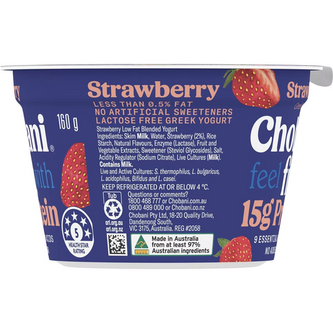 Chobani Fit Strawberry Greek Yogurt 160g