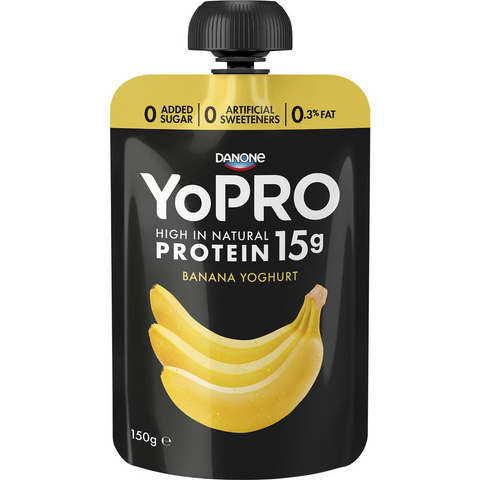 Yopro High Protein Yoghurt Pouch No Added Sugar Banana 150g