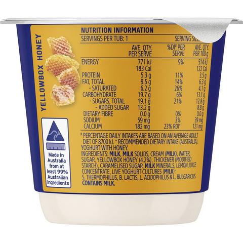 Dairy Farmers Thick & Creamy Yellow Box Honey Yoghurt 150g