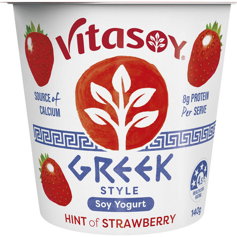 Vitasoy Greek Style Soy Yogurt Hint Of Strawberry 140g