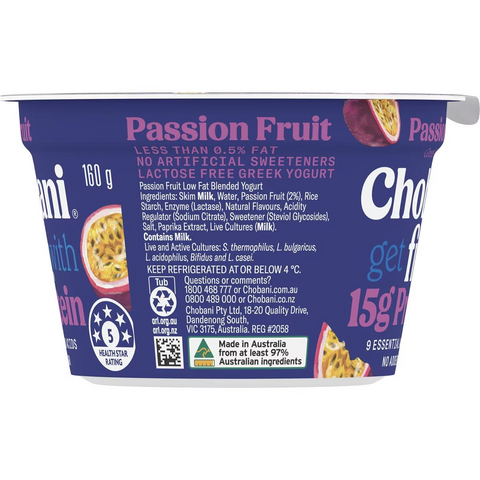 Chobani Fit Passion Fruit Greek Yogurt 160g