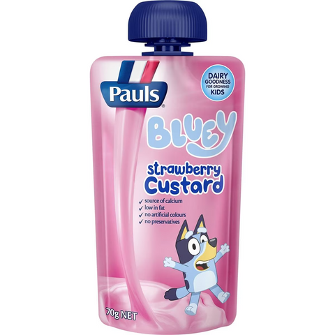 Pauls Custard Pouch Bluey Strawberry 70g