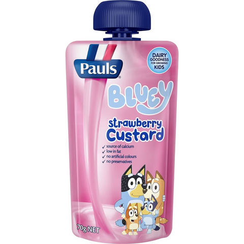 Pauls Custard Pouch Bluey Strawberry 70g