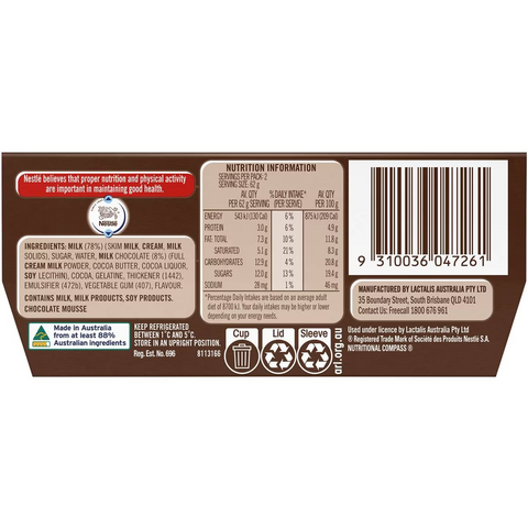 Nestle Chocolate Mousse 62gx 2 Pack