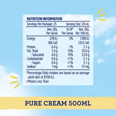 Dairy Farmers Pure Cream 500ml