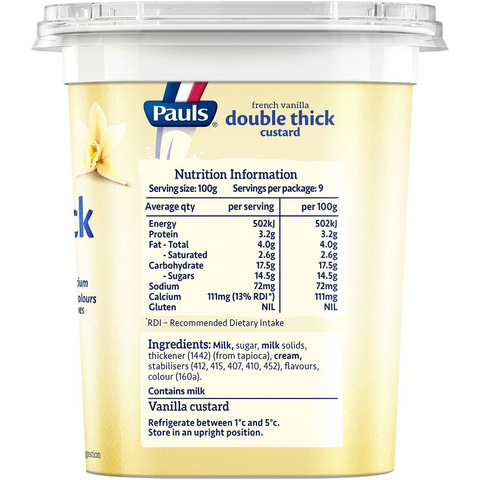 Pauls Double Thick Custard French Vanilla 900g