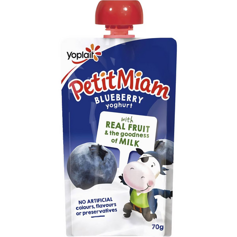 Yoplait Petit Miam Kids Yoghurt Pouch Blueberry 70g