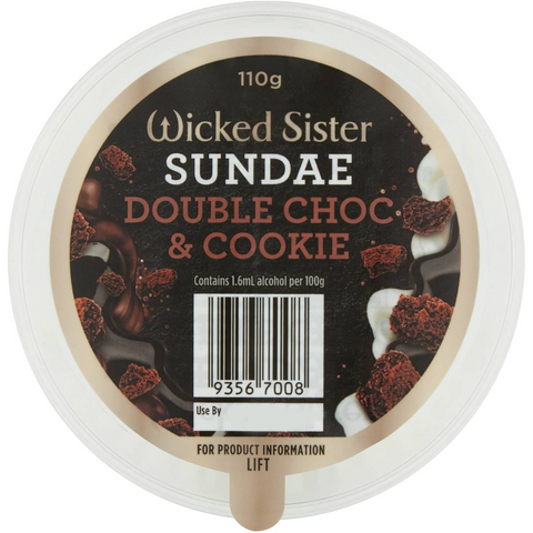 Wicked Sister Sundae Double Choc & Cookie 110g