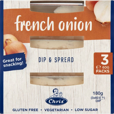 Chris' Dips French Onion 60g X3 Pack