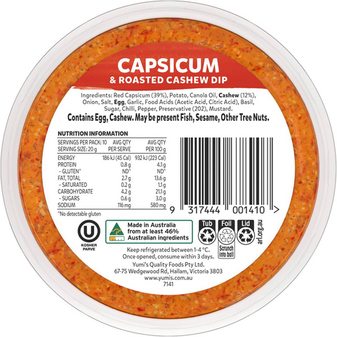 Yumi's Roasted Capsicum & Cashew Dip 200g