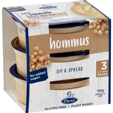 Chris' Dips Hommus 60g X3 Pack