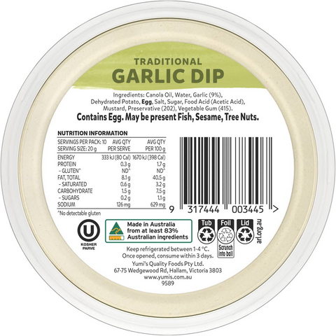 Yumi's Traditional Garlic Dip 200g