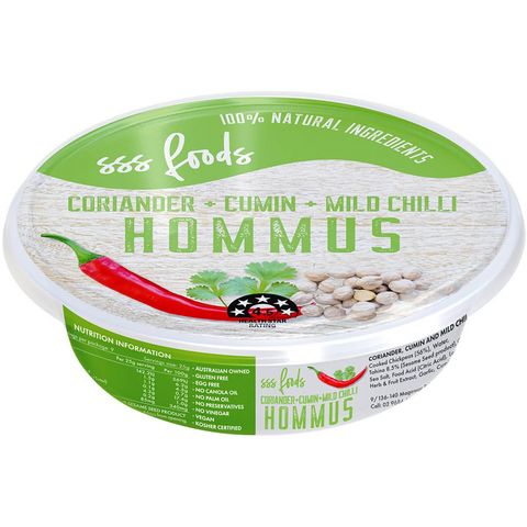 Sss Foods Hommus Coriander Cummin & Mild Chilli 225g