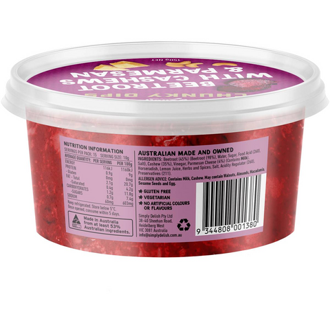 Simply Delish Beetroot With Cashews & Parmesan Dip 150g