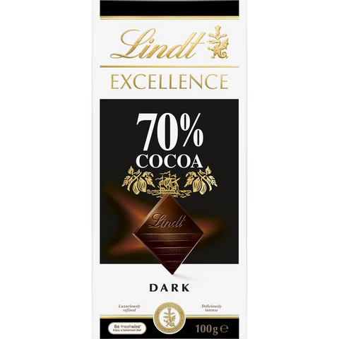 Lindt Excellence Dark Chocolate 70% Cocoa Block 100g