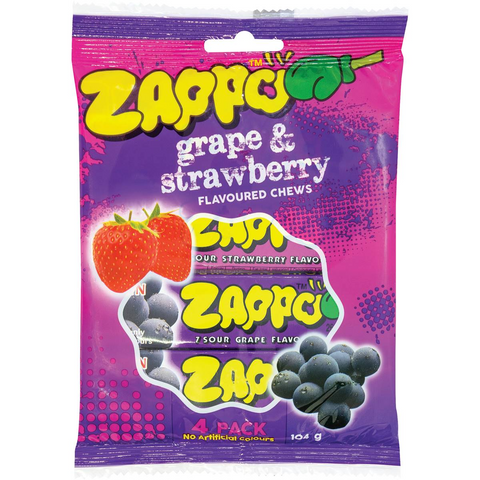 Zappo Grape & Strawberry Flavoured Chews 4 Pack